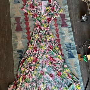 XIX Palms floral maxi high low wrap dress